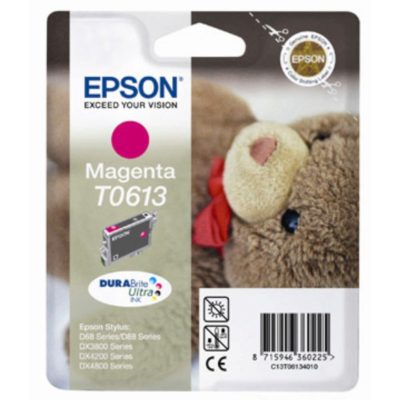 Epson Teddy T0613 DURABrite Ultra Ink, Ink Cartridge, Magenta Single Pack, C13T06134010